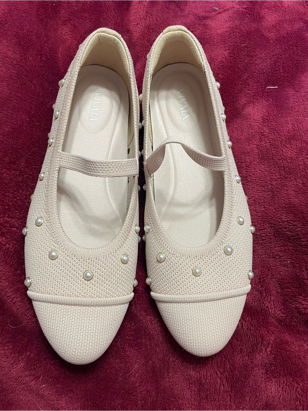 Vivaia blush pearl Mary Jane flats size 36.5/US 6